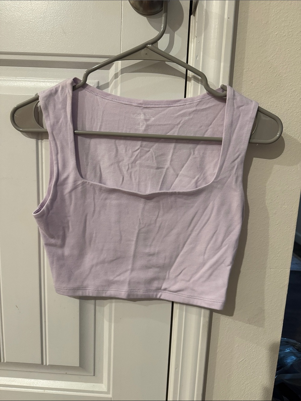 wild fable Lilac Square-Neck Crop Tank Top